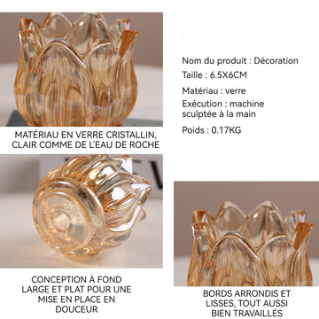 Ornements 6,5x6cm bougeoir tulipe en verre teal décoration de table bougie parfumée décoration d'intérieur petits objets decoratifs